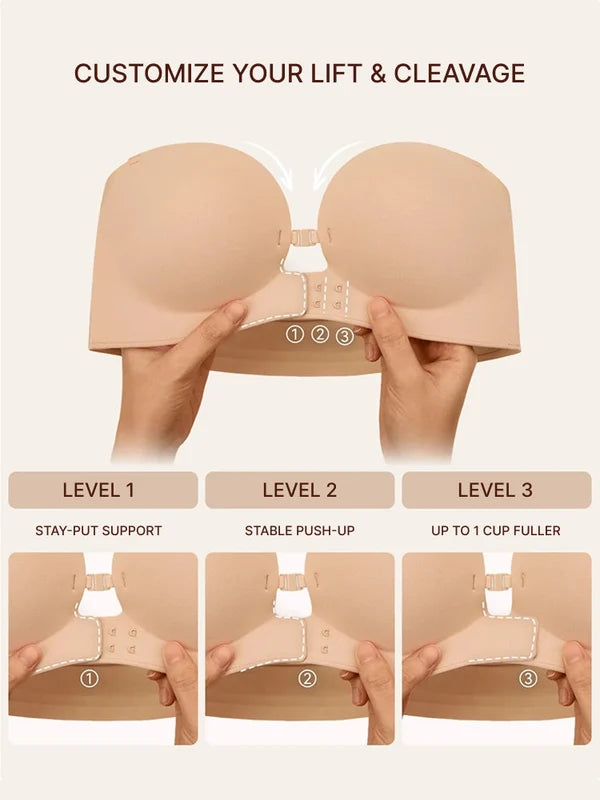 Women's Strapless Front Closure Push-Up Bra