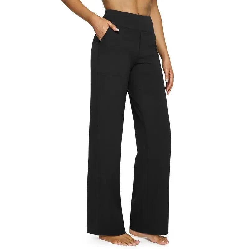 Women's High-Waist Wide Leg Pants – Business Casual Yoga Dress Pants with Pockets