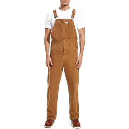 Men's Denim Bib Overalls, Workwear with Adjustable Straps and Convenient Tool Pockets