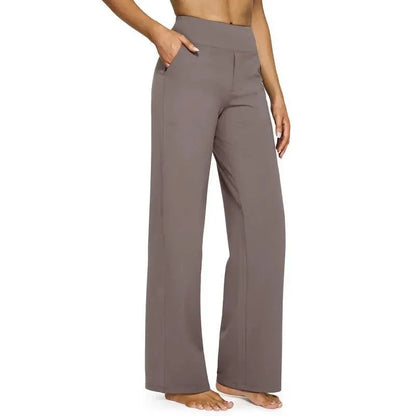 Women's High-Waist Wide Leg Pants – Business Casual Yoga Dress Pants with Pockets