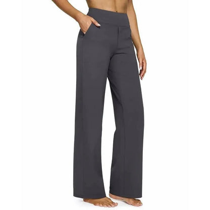 Women's High-Waist Wide Leg Pants – Business Casual Yoga Dress Pants with Pockets