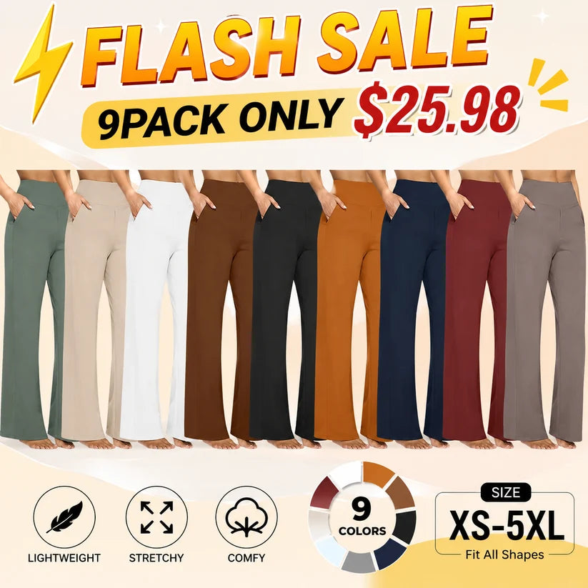 Women's High-Waist Wide Leg Pants – Business Casual Yoga Dress Pants with Pockets