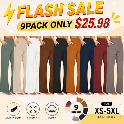 Women's High-Waist Wide Leg Pants – Business Casual Yoga Dress Pants with Pockets