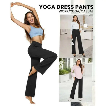 Women's High-Waist Wide Leg Pants – Business Casual Yoga Dress Pants with Pockets