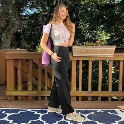 Women's High-Waist Wide Leg Pants – Business Casual Yoga Dress Pants with Pockets